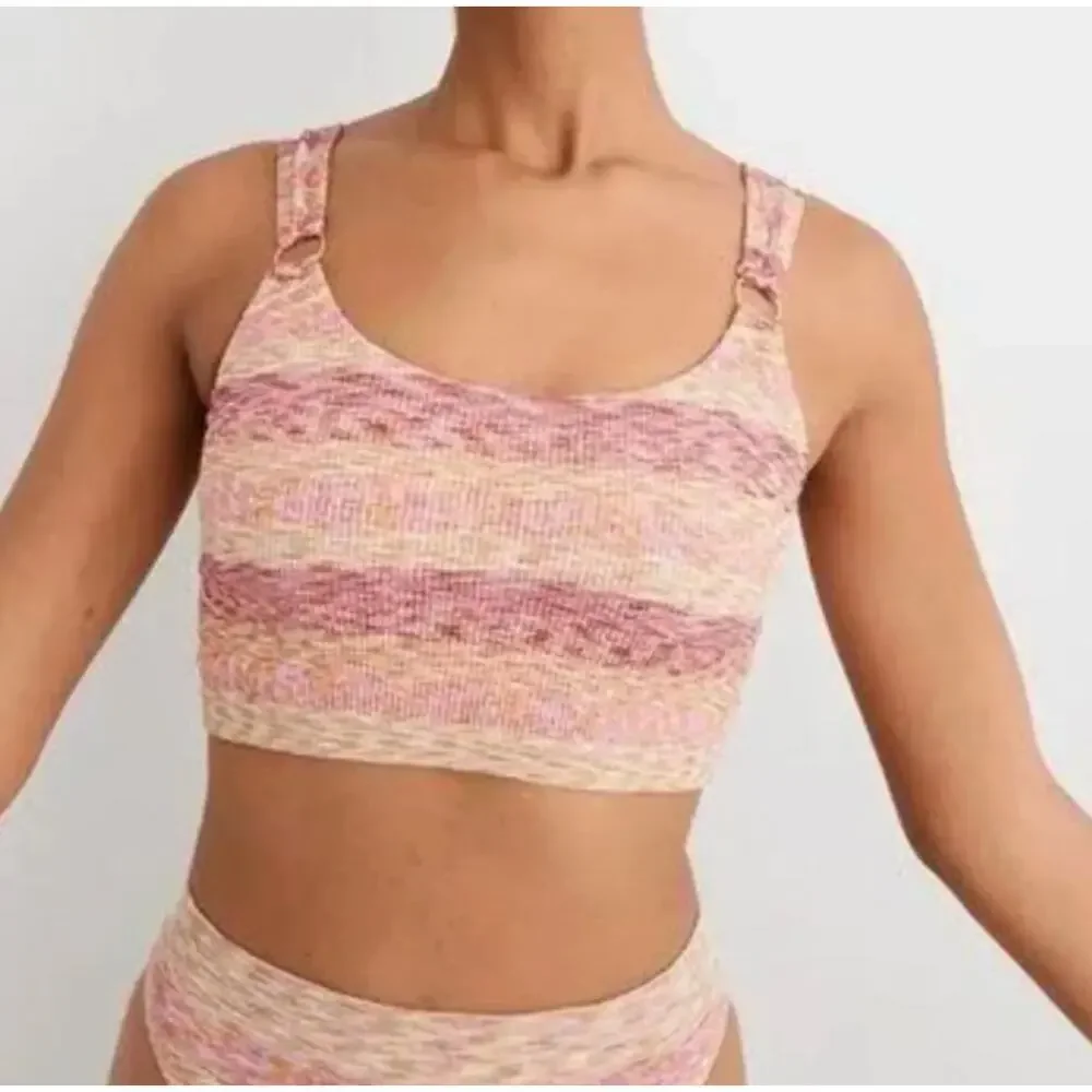 aerie Cropped Tank / Bra Top (Pink) - Size Small